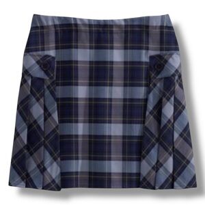 Land's End Plaid Navy Side Pleat Skort Junior Misses Size 7